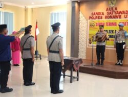 Kapolres Konawe Utara Pimpin Upacara Sertijab Kapolsek Asera